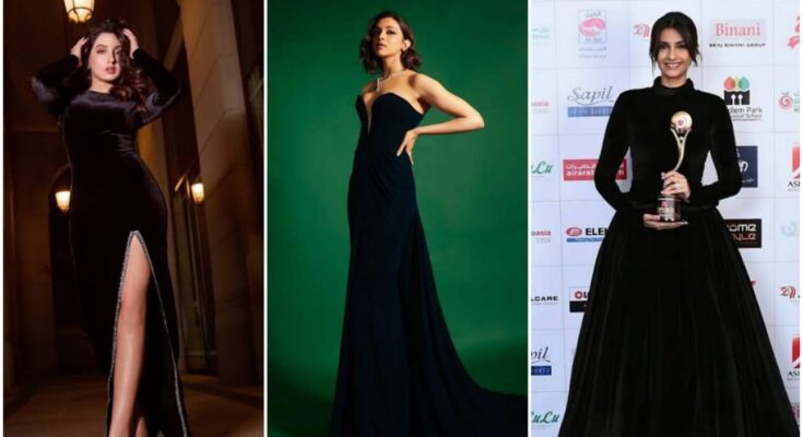 Nora Fatehi, Deepika Padukone y Sonam Kapoor son "cazadoras clásicas" con un vestido de terciopelo negro, obtén ideas