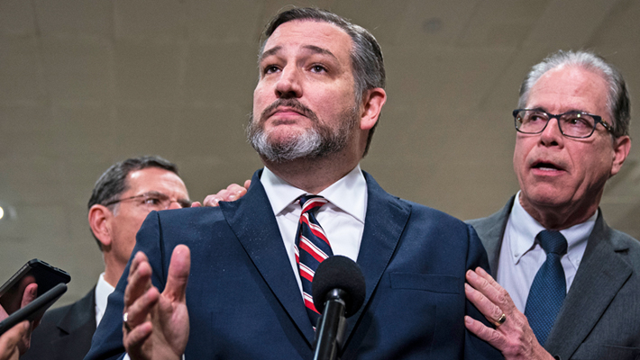 Ted Cruz hace una pausa en su divagación para un '¡Ted Cruz apesta!'  Objetante